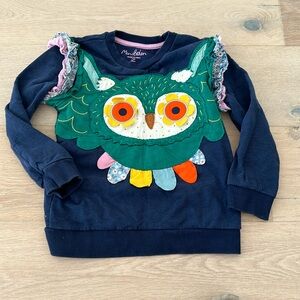 Mini Boden Navy Sweatshirt with Colorful Owl Design